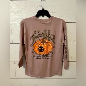 Girls M Simply Southern long sleeved t-shirt grateful thanksgiving
